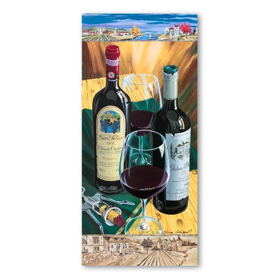 Dima Gorban, "Two to Pour" Hand Signed Limited Edition Serigraph on Paper with Letter of: Two to Pour is a limited edition serigraph on paper by Dima Gorban. It is numbered and hand signed and includes a letter of authenticity. Measures approximately 18" x 8" (image). Reference#: 90642.