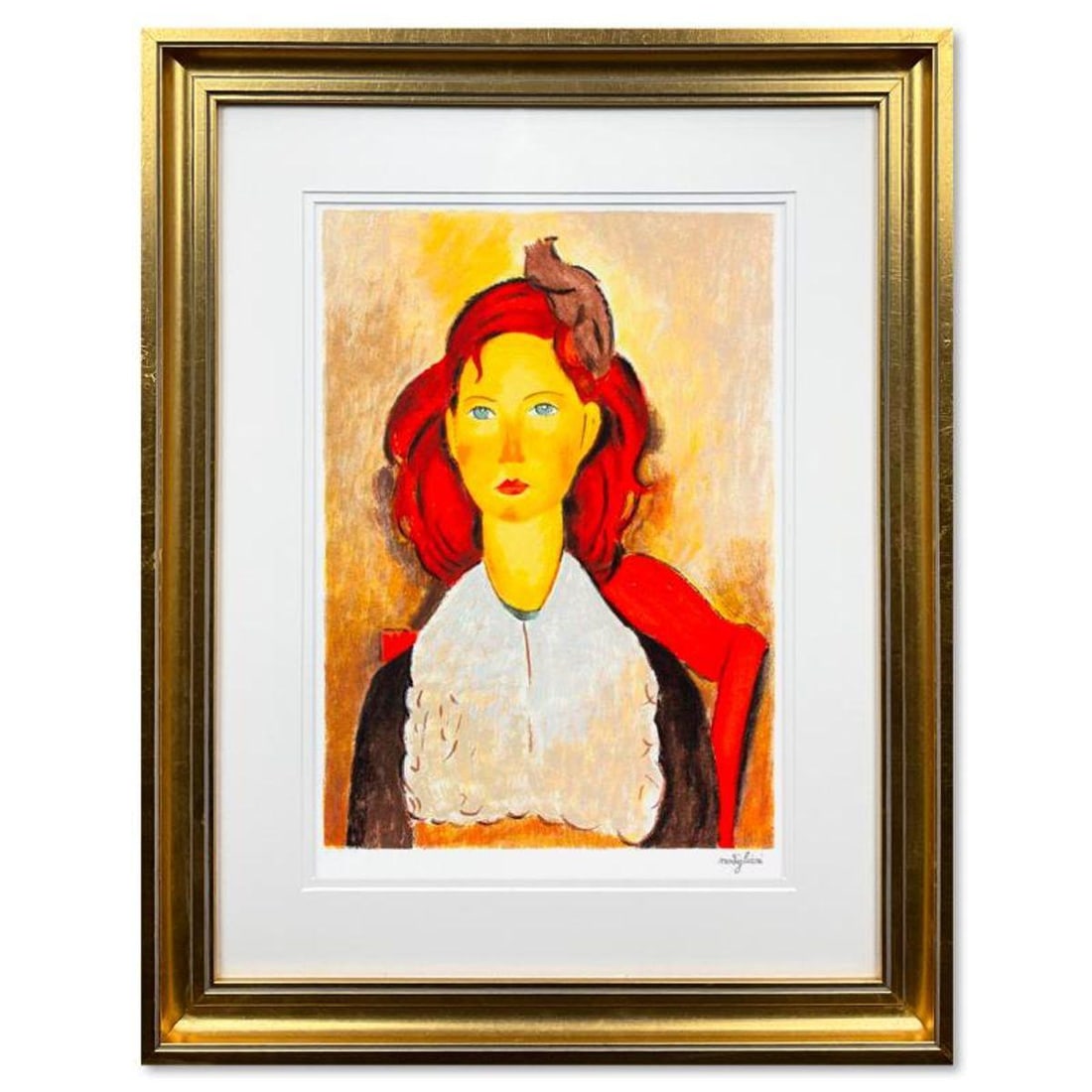 Amedeo Modigliani (1884-1920), "Busto Di Regazza Seduta" Framed Limited Edition Serigraph with (1 of 2)