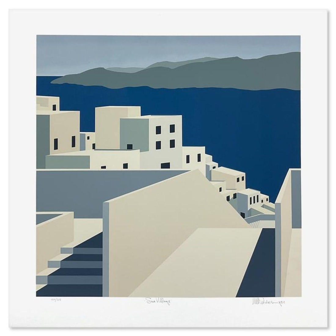 William Schlesinger (1915-2011), "Sea Village" Limited Edition Serigraph, Numbered 150/225 and Hand (1 of 2)
