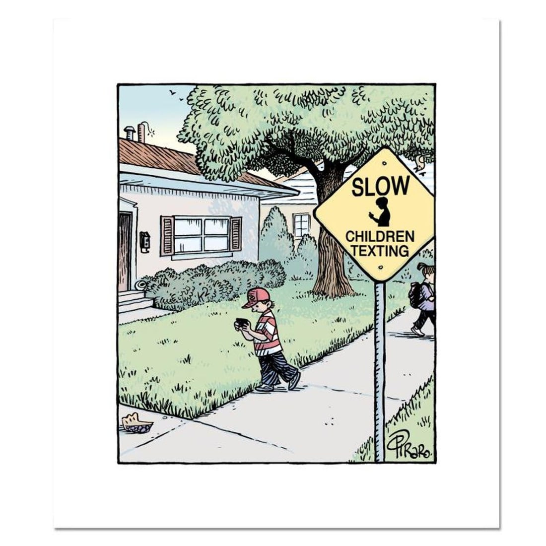 Bizarro, "Slow Children" Numbered Limited Edition Hand Signed by Creator Dan Piraro; Letter of: Slow Children is a limited edition giclee on paper by Dan Piraro, creator of the critically acclaimed and award winning comic strip, Bizarro! This piece is numbered and hand signed by the artist and