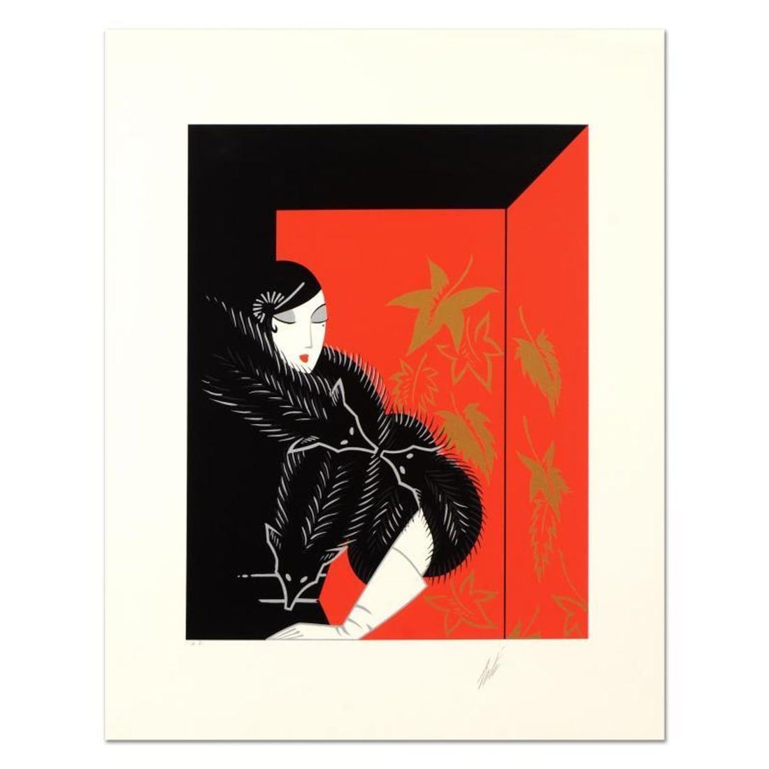 Erte (1892-1990), "Furs" Hand Signed AP Limited Edition Serigraph with Certificate of Authenticity.: Furs is a hand signed limited edition serigraph on paper by Erte (1892-1990) from an AP edition. Includes Certificate of Authenticity. Measures approx. 30" x 24" (with border), 21" x 17.5" (image). Du