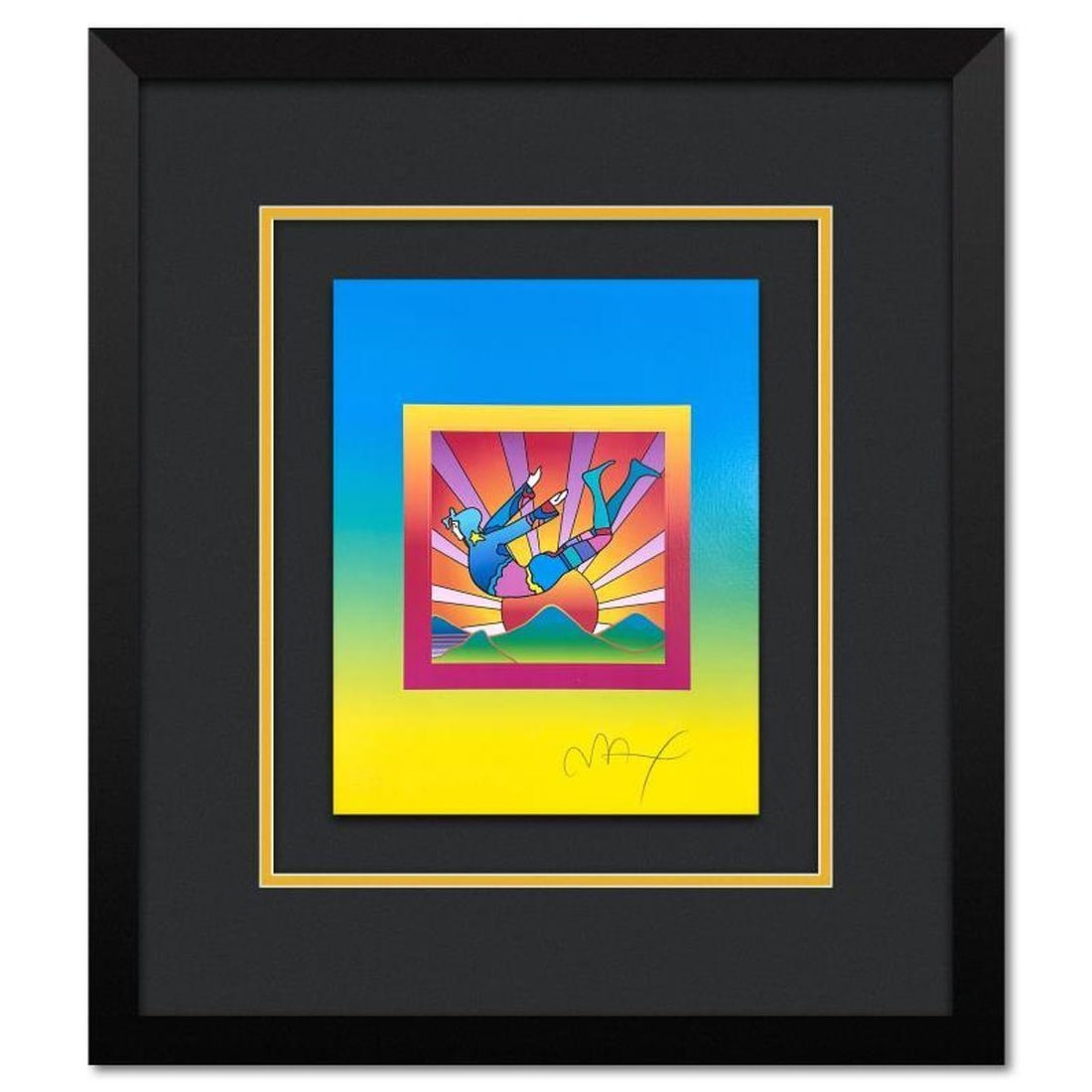 Peter Max, "Cosmic Flyer on Blends" Framed Limited Edition Lithograph, Numbered and Hand Signed with (1 of 2)