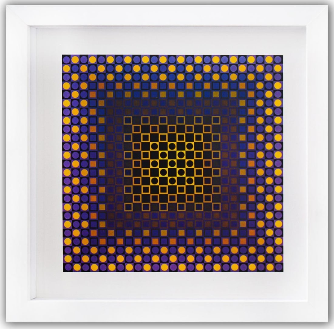 Victor Vasarely- Heliogravure Print "Alom (Purple/Yellow)" (1 of 1)