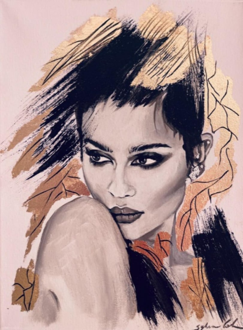 Sylvia Cohen- Original painting on canvas with gold leaf: Artist: Sylvia Cohen. Medium: Original painting on canvas with gold leaf. Size: 12" x 16". Signature: Signed. Reference#: 34449.