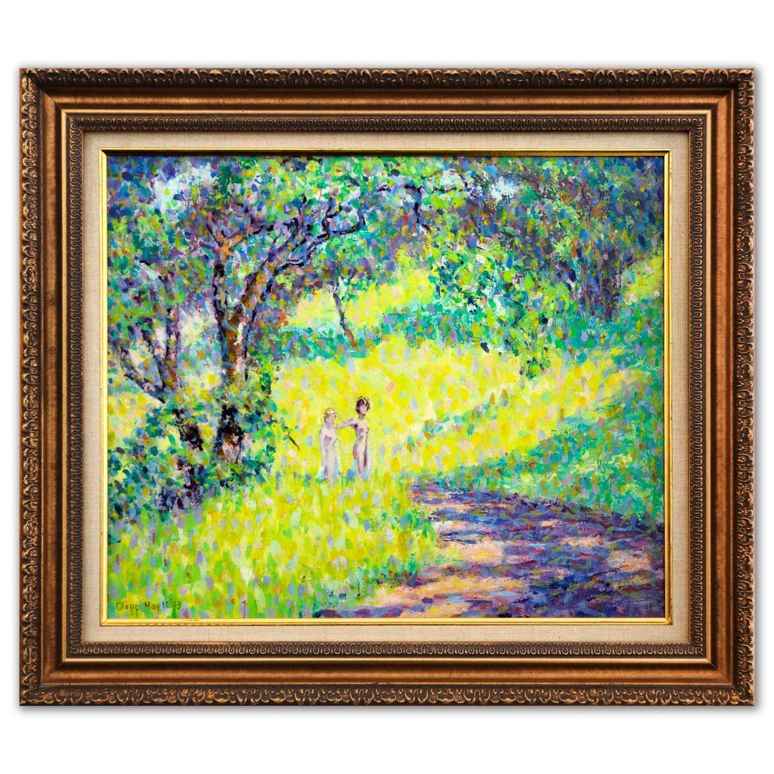 William Henry Clapp- Original Painting on Canvas "Two Figures on Woodland Road" (1 of 4)