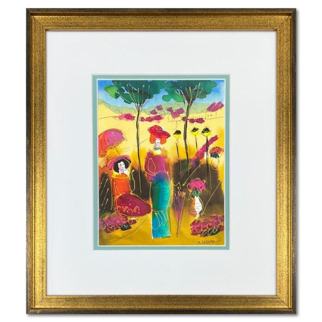 Moshe Leider, Framed Original Mixed Media Watercolor Painting, Hand Signed with Letter of: This is an original mixed media watercolor painting on paper by Moshe Leider, hand signed by the artist. This piece comes custom framed and includes a Letter of Authenticity. Measures approximately