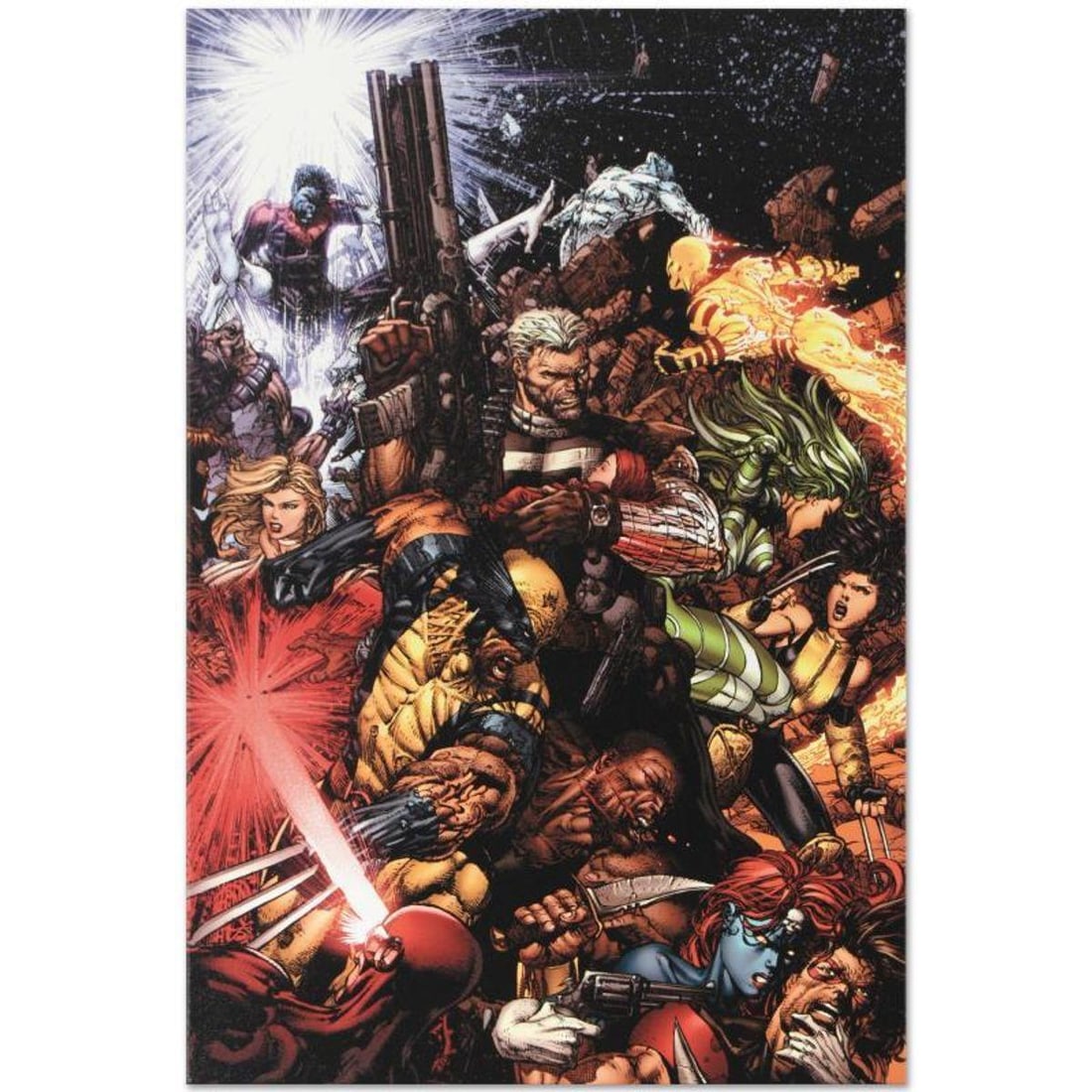 Marvel Comics "X-Men #207 (Messiah CompleX)" Numbered Limited Edition Giclee on Canvas by Chris: A piece of comic book history, this limited edition, from original art by Chris Bachalo, depicting an action packed superhero explosion. Known for his quirky style, Chris Bachalo has illustrated