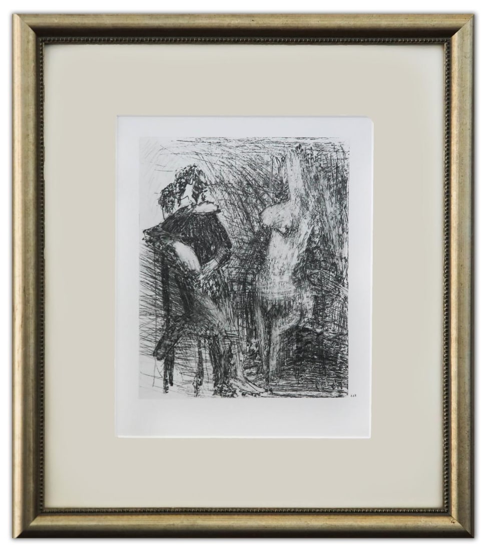 After Pablo Picasso- Offset Lithograph "From The 347 Series": Artist: After Pablo Picasso. Medium: Offset Lithograph. Title: From The 347 Series. Size: 9" x 7". Measures approx. 16" x 14" (framed). Additional: Custom framed. Unsigned and unnumbered. The 347 Seri