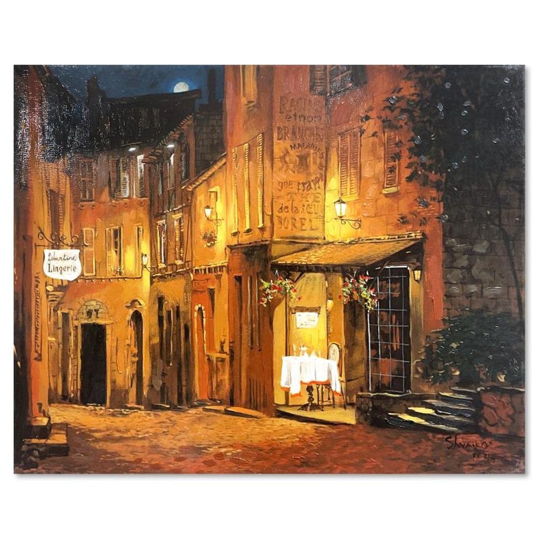Viktor Shvaiko, "Moonrise at the Rodez" Hand Embellished Limited Edition Printer's Proof on Canvas,: Moonrise at the Rodez is a hand embellished limited edition printer's proof on stretched canvas by Viktor Shvaiko, numbered 2/3 and hand signed by the artist. Includes Letter of Authenticity. Measures