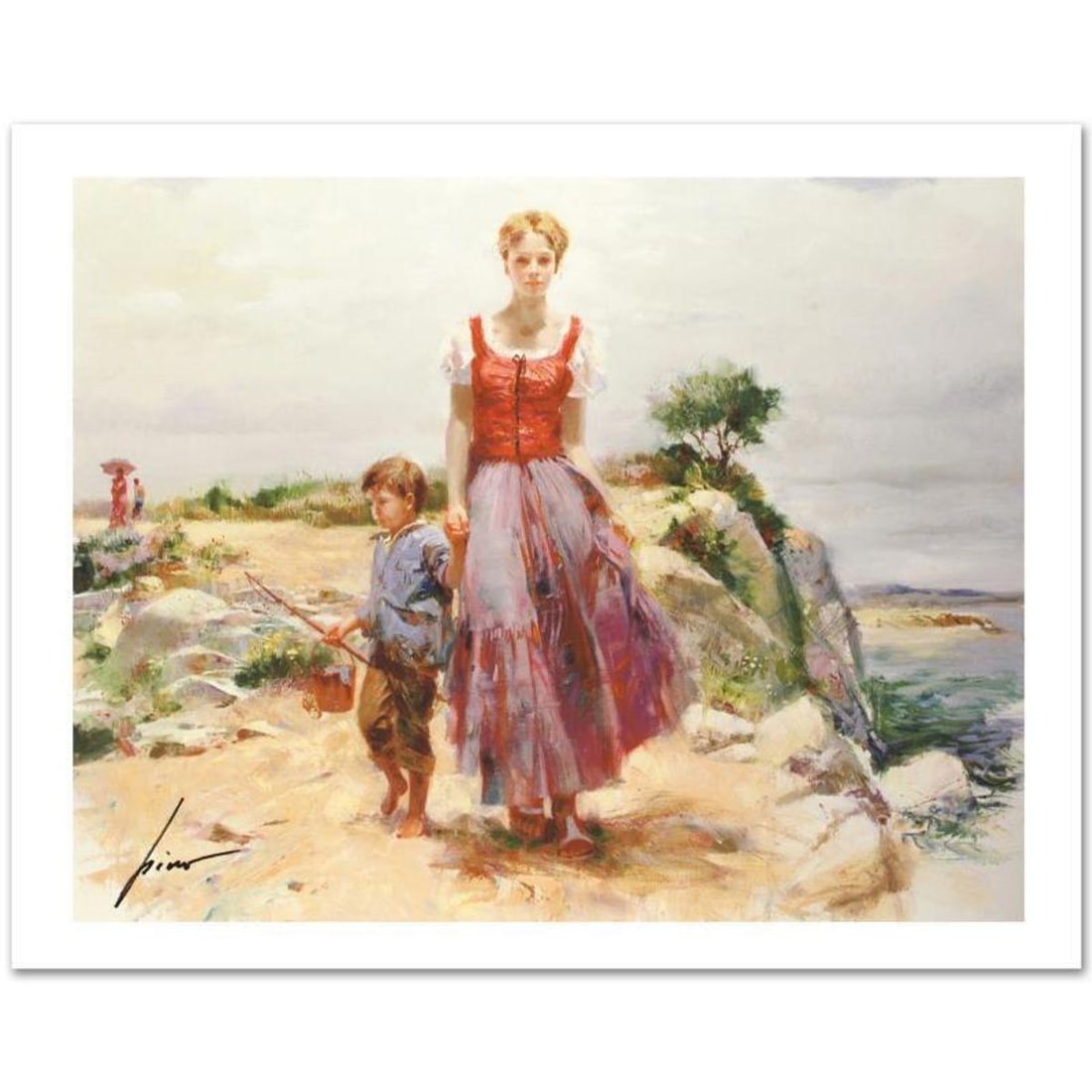 Pino (1939-2010), "Cliffside Retreat" Limited Edition on Canvas, Numbered and Hand Signed with: Cliffside Retreat is a limited edition giclee on canvas by Pino (1939-2010), numbered and hand signed by the artist. Includes Certificate of Authenticity. Measures approx. 20" x 16" (image). Reference