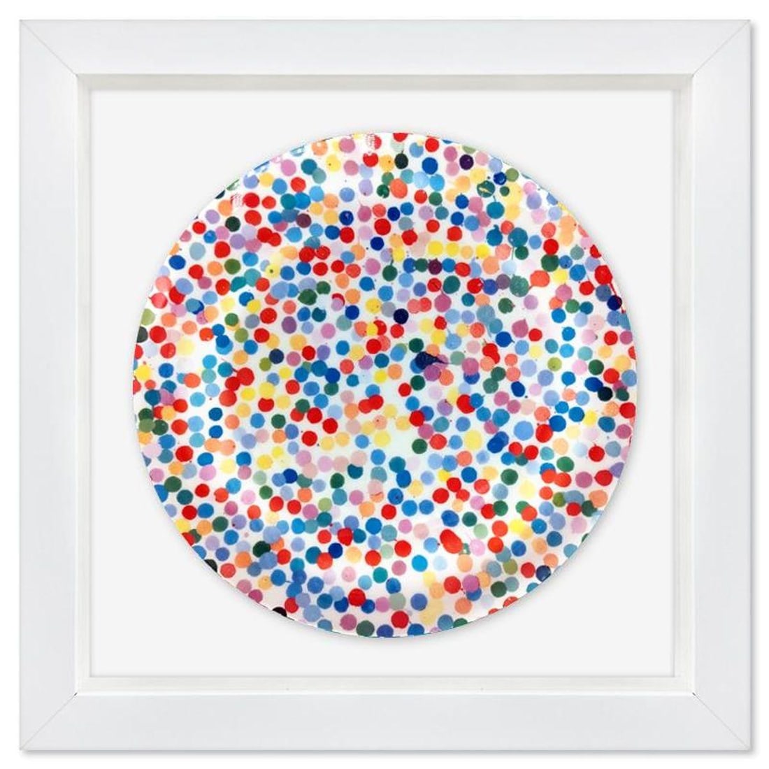 Damien Hirst, "The Currency" Framed Fine Bone China Plate.: The Currency is a fine bone china plate by Damien Hirst bearing the plate signature of the artist inverso. This plate is custom framed and floated on linen. Measures approx. 15.5" x 15.5" (frame), 10.