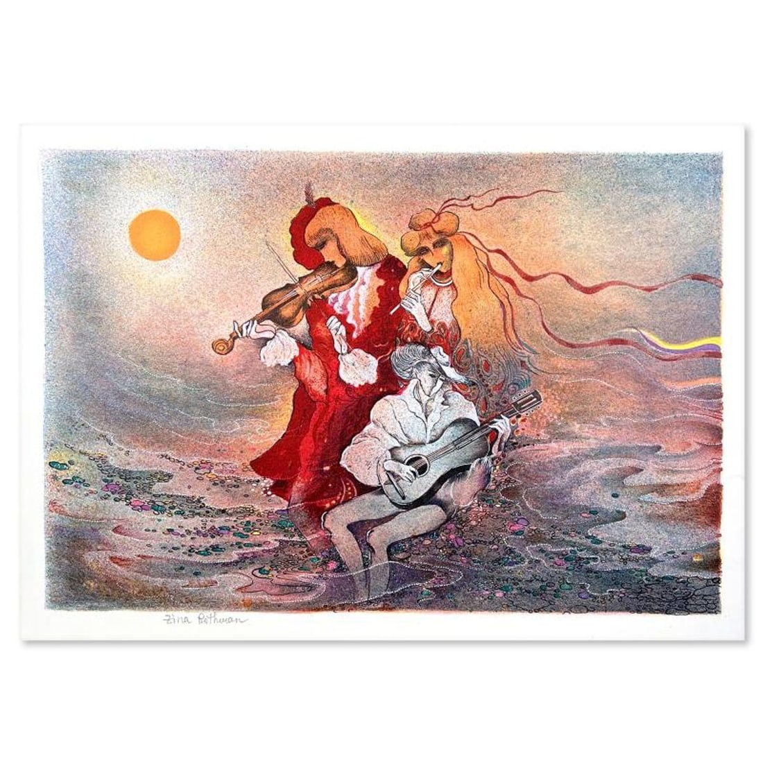 Zina Roitman, Limited Edition Serigraph, Hand Signed and Numbered, Letter of Authenticity.: This is a limited edition serigraph on paper by Zina Roitman. The piece comes hand signed by the artist, numbered, and with a letter of authenticity. Measures approximately 11" x 17.5". Reference#: 93