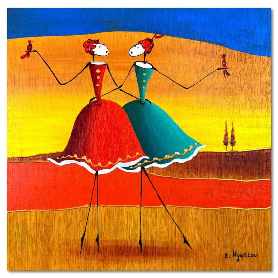 Ester Myatlov, Hand Signed Original Painting on Wood Panel with Letter of Authenticity. (1 of 2)