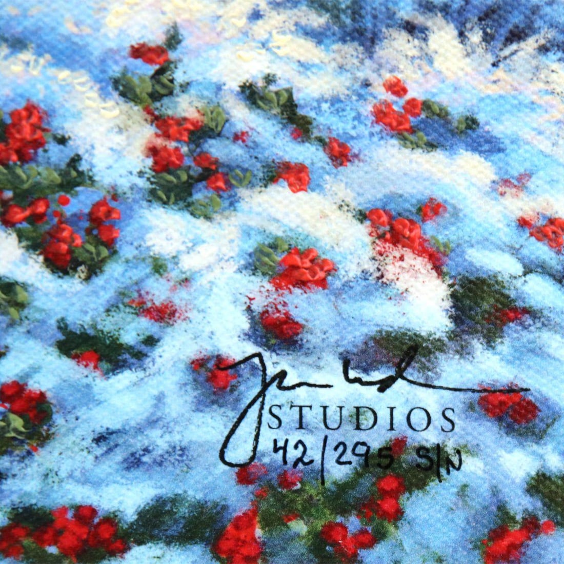 Thomas Kinkade- Hand Embellished Giclee on Canvas "Beauty and the Beast's Winter Enchantment" - 3