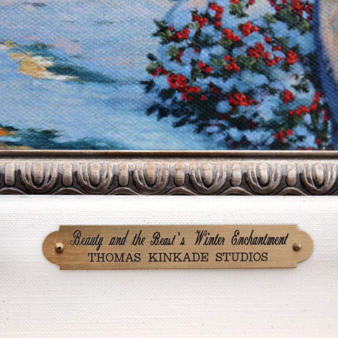 Thomas Kinkade- Hand Embellished Giclee on Canvas "Beauty and the Beast's Winter Enchantment" - 4