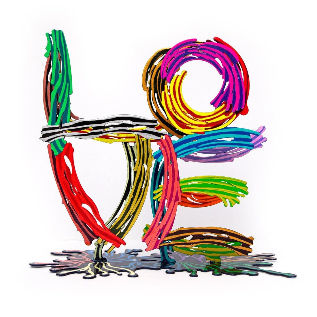 Patricia Govezensky- Original Painting on Cutout Steel "LOVE": Artist: Patricia Govezensky. Medium: Original Painting on Cutout Steel. Title: LOVE. Size: 12" x 12.5". Signature: Hand Signed by the artist. Certificate of Authenticity: From the publisher.