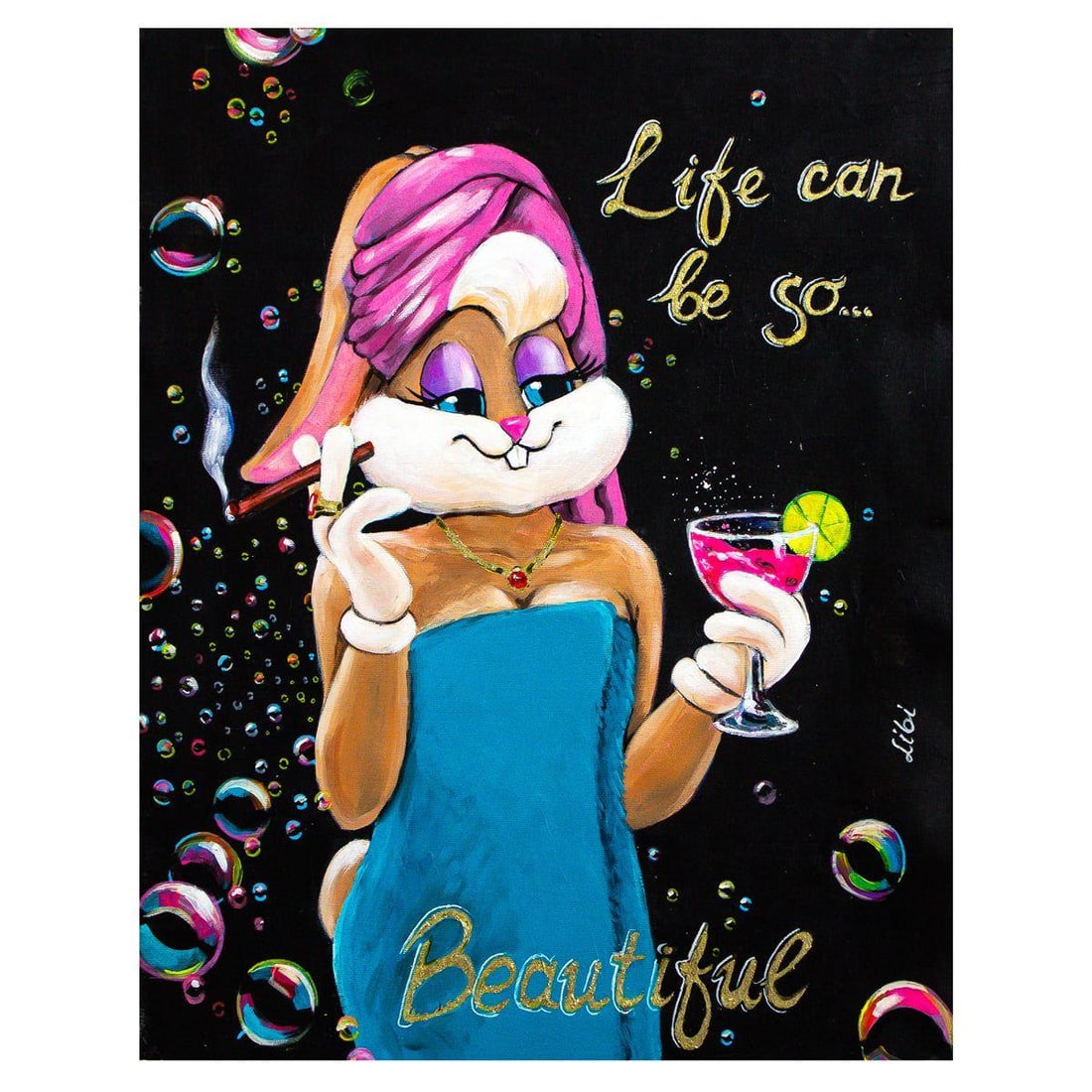 Libi- Original Acrylic on Canvas "Life Can Be Beautiful": Artist: Libi. Medium: Original Acrylic on Canvas. Title: Life Can Be Beautiful. Size: 24" x 20". Signature: Hand Signed by the artist. Certificate of Authenticity: Is included. Reference#: 48198.