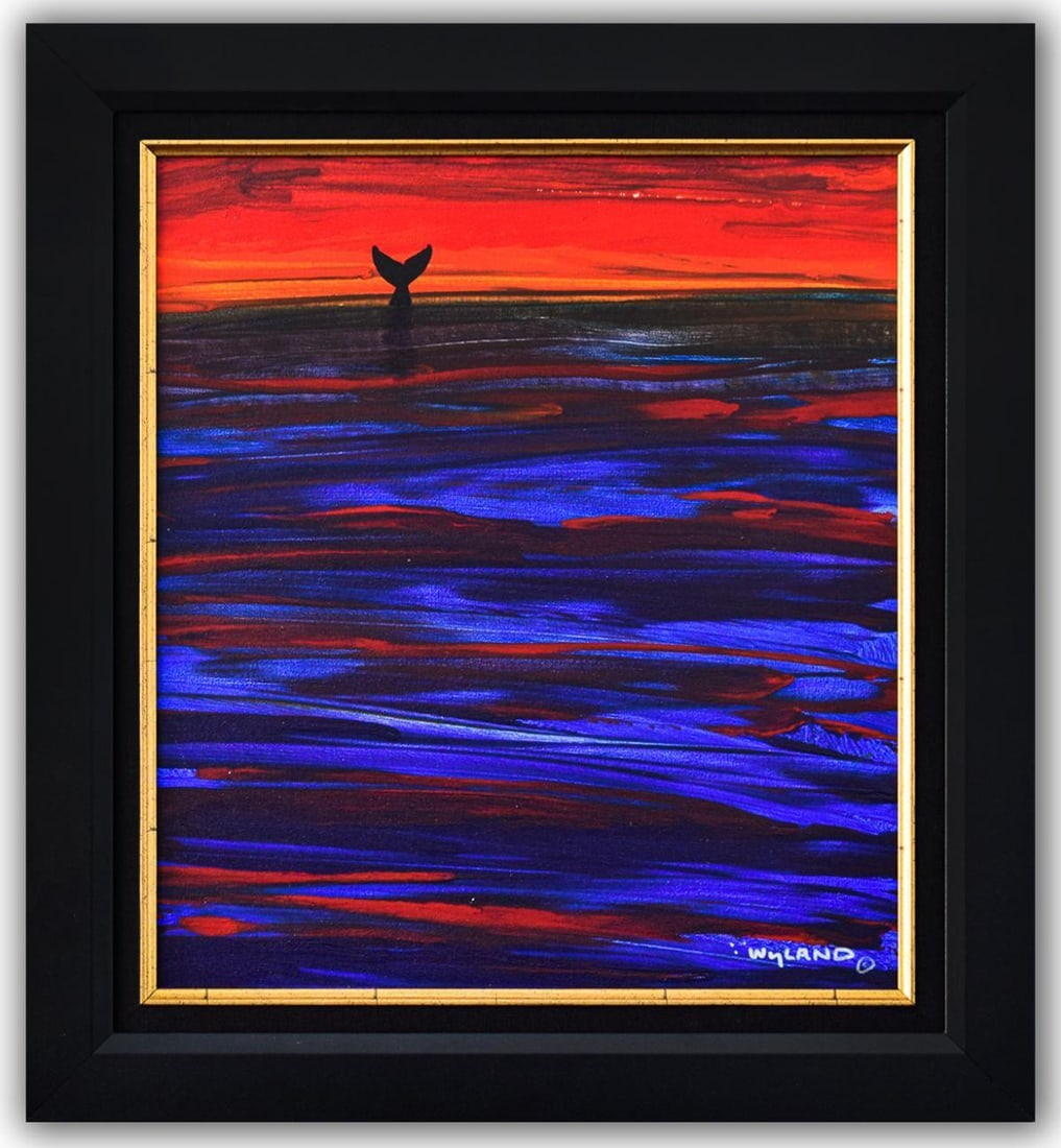 Wyland- Original Painting on Canvas "Solitary Swimmer": Artist: Wyland. Medium: Original Painting on Canvas. Title: Solitary Swimmer. Size: 20" x 16". Measures approx. 25" x 23" (framed). Signature: Hand Signed by the artist. Certificate of Authenticity: I