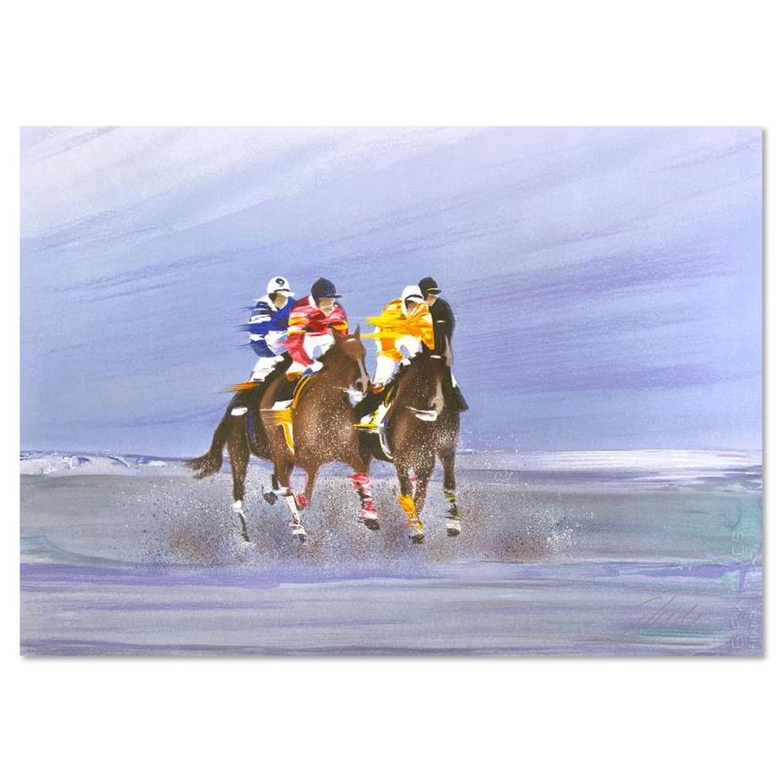 Victor Spahn, "Training on the beach" hand signed limited edition lithograph with Certificate of (1 of 3)