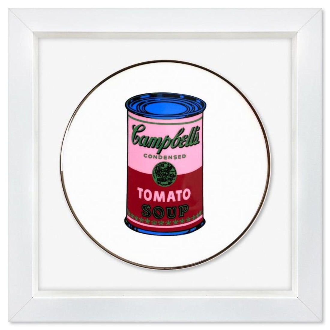 Andy Warhol (1928-1987), "Campbell (Red/Pink)" Framed Limoges Porcelain Plate. (1 of 2)
