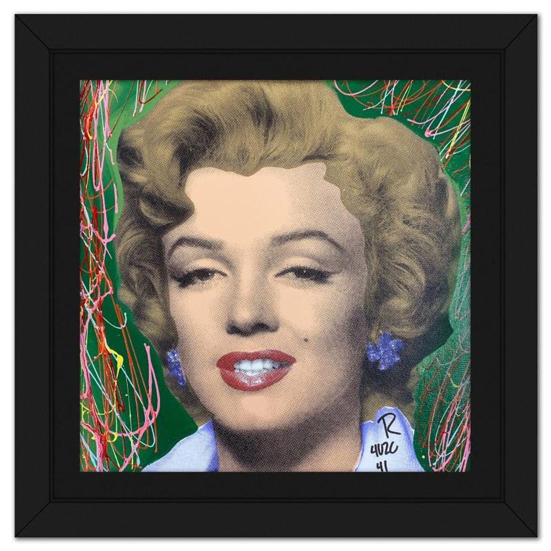Ringo Daniel Funes, "Marilyn Classic" Framed One-of-a-Kind Mixed Media on Canvas, Hand Signed with (1 of 2)