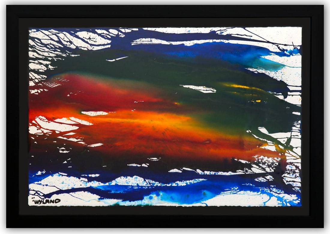 Wyland- Original Watercolor Painting on Deckle Edge Paper "Abstract": Artist: Wyland. Medium: Original Watercolor Painting on Deckle Edge Paper. Title: Abstract. Size: 26" x 40". Measures approx. 33" x 47" (framed). Signature: Hand Signed by the artist. Certificate of A