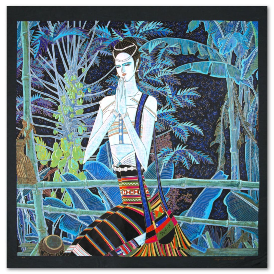 Ting Kuang- Silkscreen "Best Wishes": Artist: Ting Kuang. Medium: Silkscreen. Title: Best Wishes. Size: 36" x 37". Signature: Hand signed and numbered. Reference#: 74859.