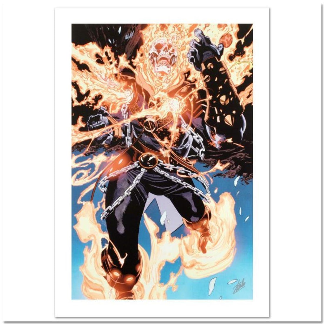 Stan Lee Signed, Marvel Comics "Ghost Rider #28" Limited Edition Canvas, Numbered 1/99 with: Ghost Rider #28 is a limited edition giclee on canvas with art by Tan Eng Huat. Officially licensed by Marvel, this piece is numbered 1/99 and hand signed by creative legend Stan Lee (1922-2018). The