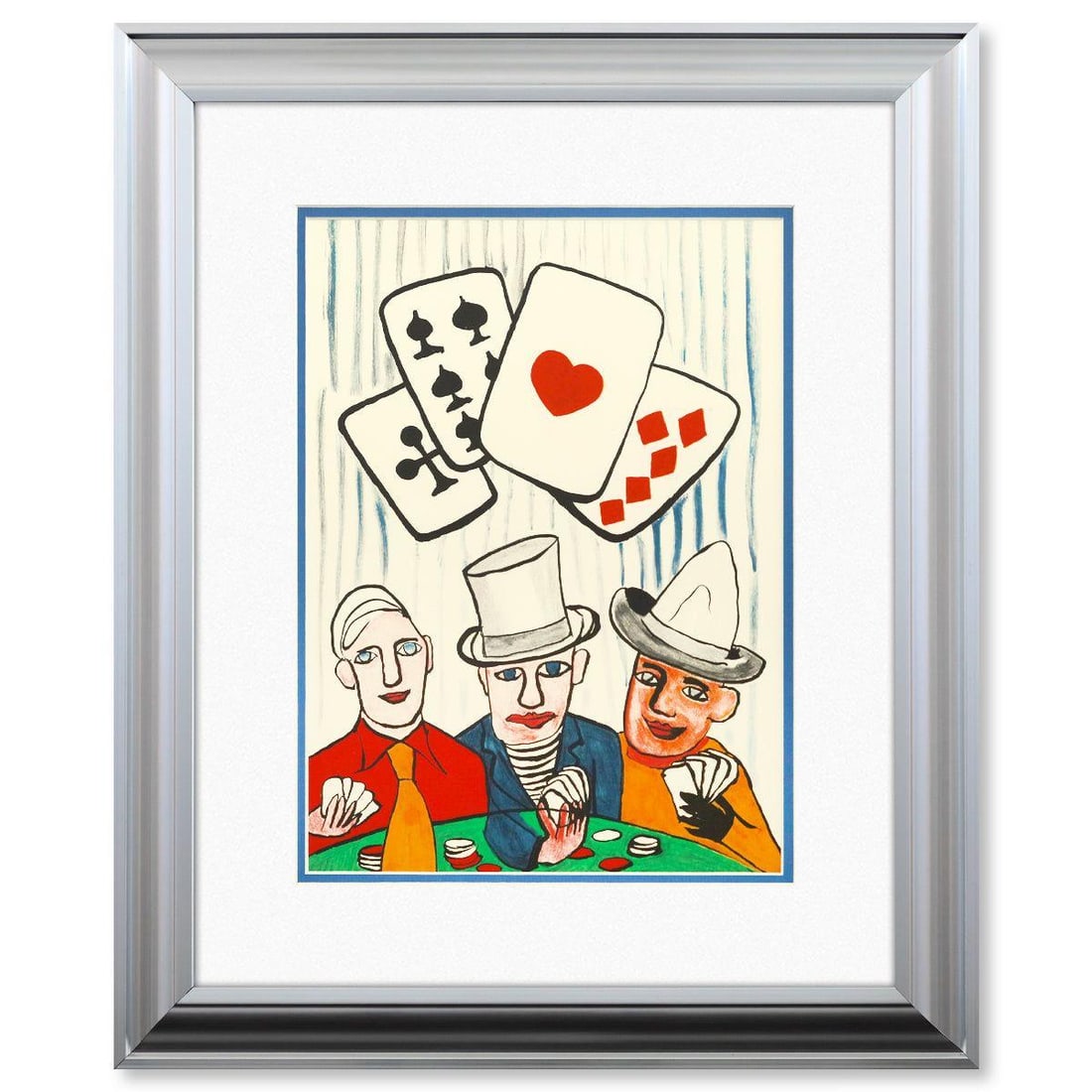 Alexander Calder- Lithograph "DLM212 - JOUEURS DE CARTES II": Artist: Alexander Calder. Medium: Lithograph. Title: DLM212 - JOUEURS DE CARTES II. Size: 15" x 11". Measures approx. 23" x 19" (framed). Certificate of Authenticity: Is included. Reference#: 45518.