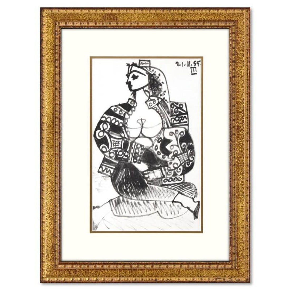 Pablo Picasso (1881-1973), "Carnet de Californie 21.11.55-III" Framed Lithograph on Paper, with (1 of 1)