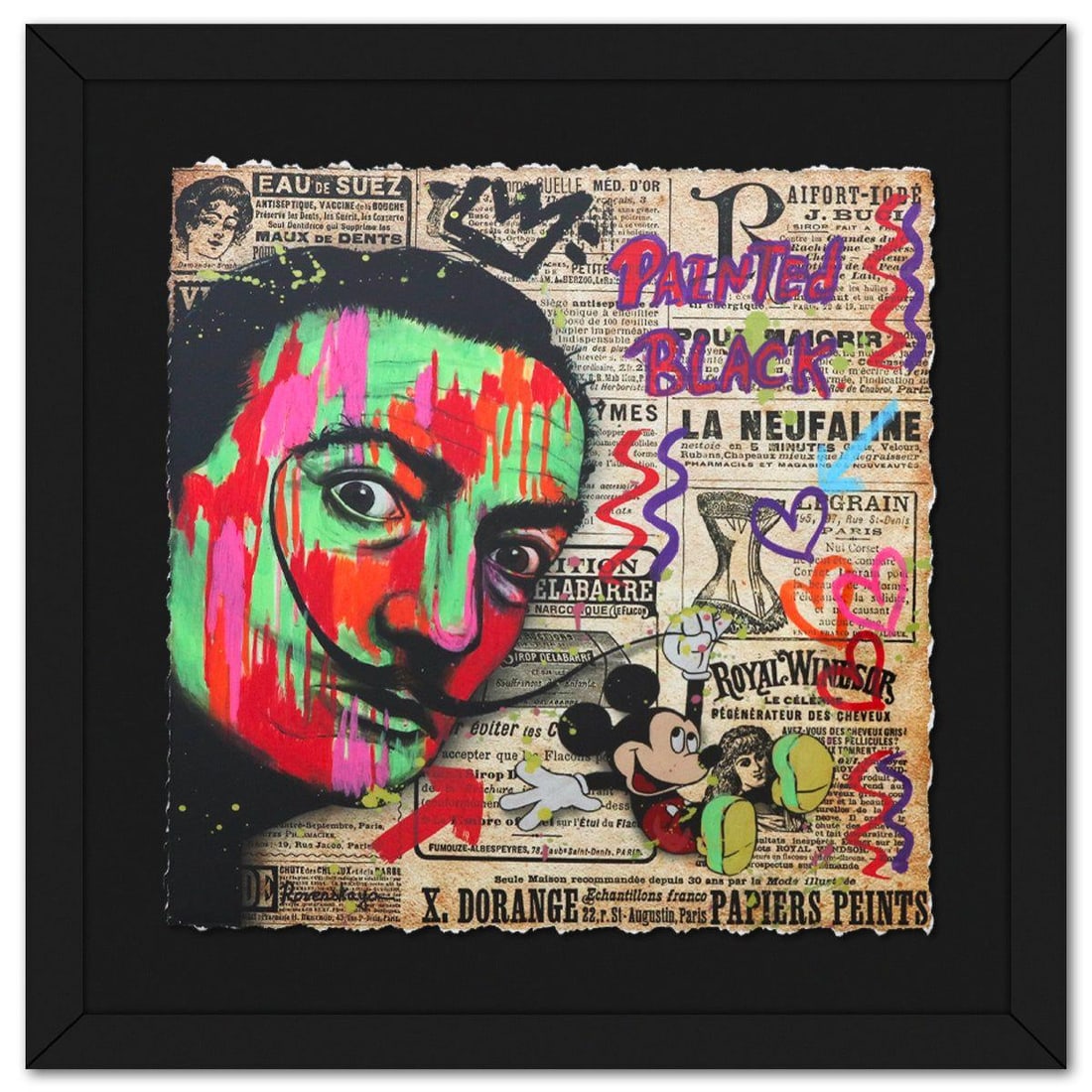 Nastya Rovenskaya- Original Mixed Media on Deckle Edge Paper "Playing His Mustache II" (1 of 2)