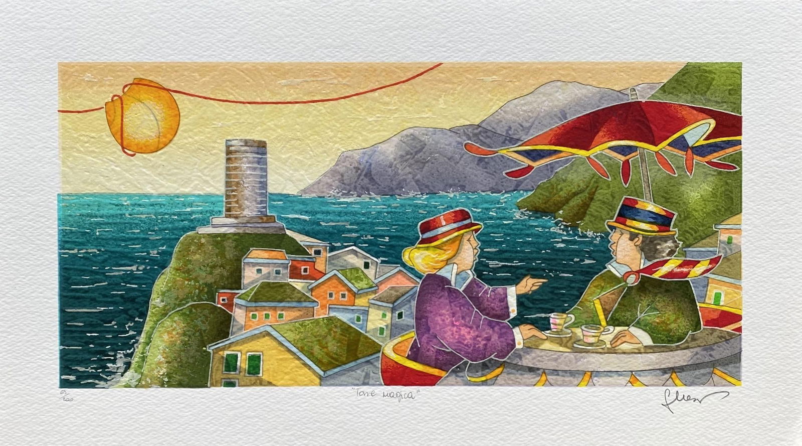 Francesco Nesi- Original Serigraph on Paper "TORRE MAGICA": Artist: Francesco Nesi. Medium: Original Serigraph on Paper. Title: TORRE MAGICA. Size: 10" x 18". Signature: Hand Signed and Numbered by the Artist. Certificate of Authenticity: Is Included. Referenc