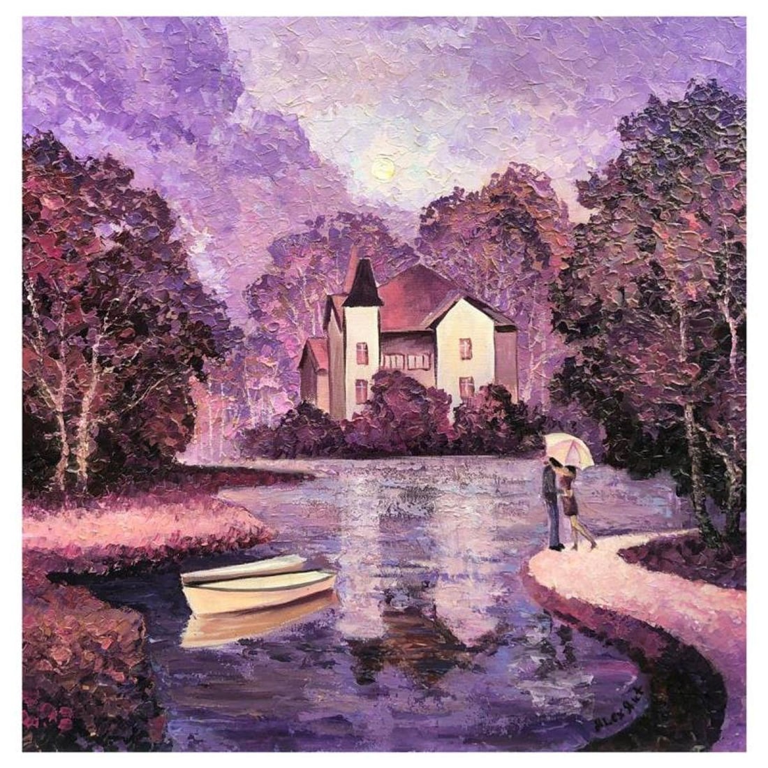 Alexander Antanenka, "Romance In The Air" Original Painting on Canvas, Hand Signed with Letter of: Romance In The Air is an original oil painting on stretched canvas by Alexander Antanenka. Hand signed by the artist, the piece comes with a letter of authenticity. Measures approximately 24" x 24" (i