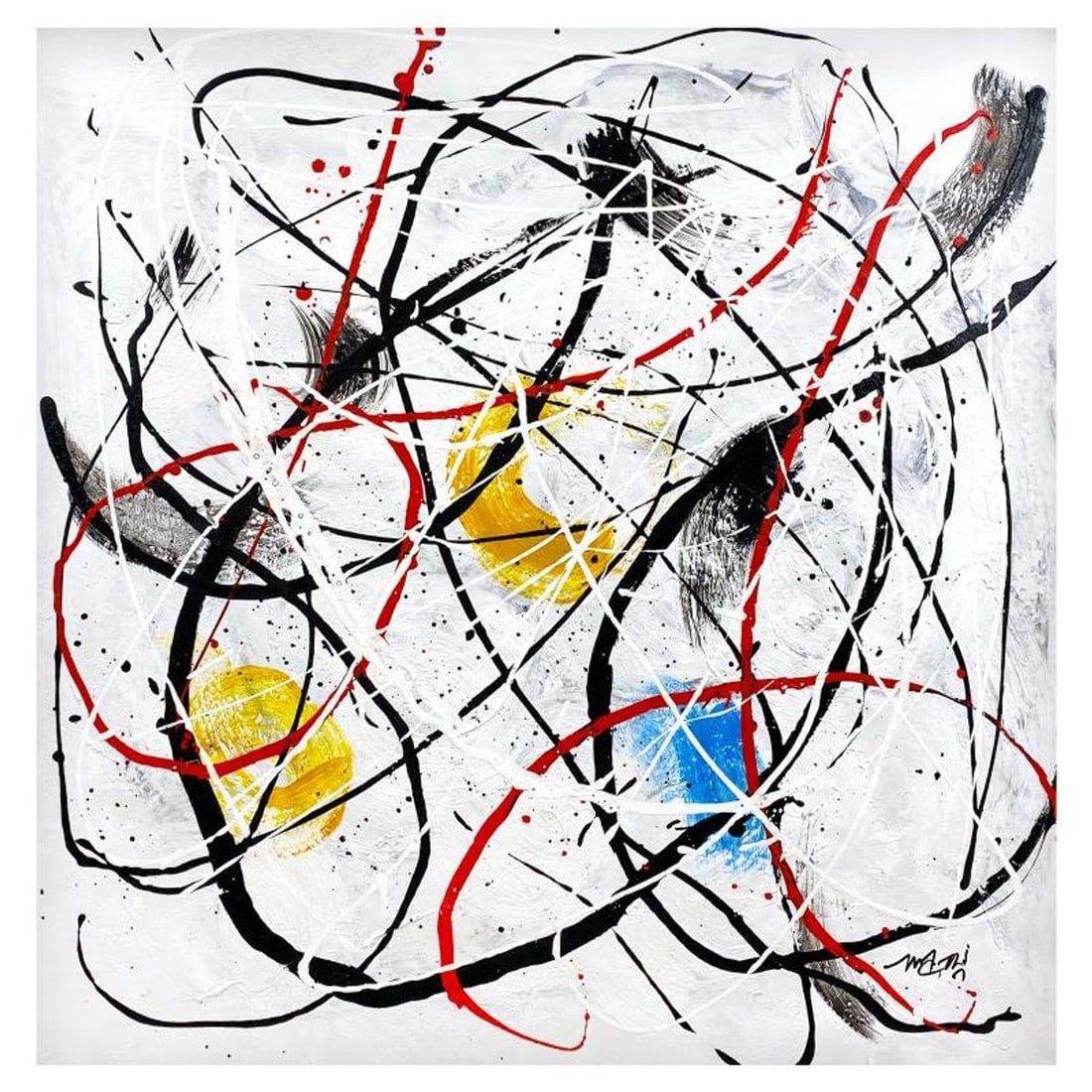 Mani, Original Acrylic Painting on Canvas, Hand Signed with Letter of Authenticity.: This is an original acrylic painting on canvas by Mani, hand signed by the artist. Includes Letter of Authenticity. Measures approx. 36" x 36" (image).