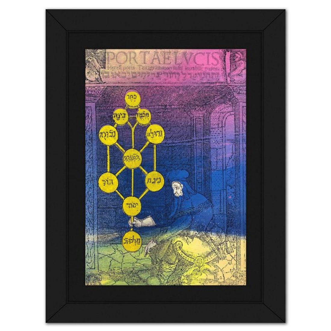 Steve Kaufman (1960-2010), "Kabbalah" Framed Hand Embellished Limited Edition Silscreen, Numbered: Kabbalah is a hand embellished limited edition silkscreen on canvas by Andy Warhol protege, Steve Kaufman (1960-2010), numbered 17/50 inverso and hand signed by the artist. This piece comes custom fra