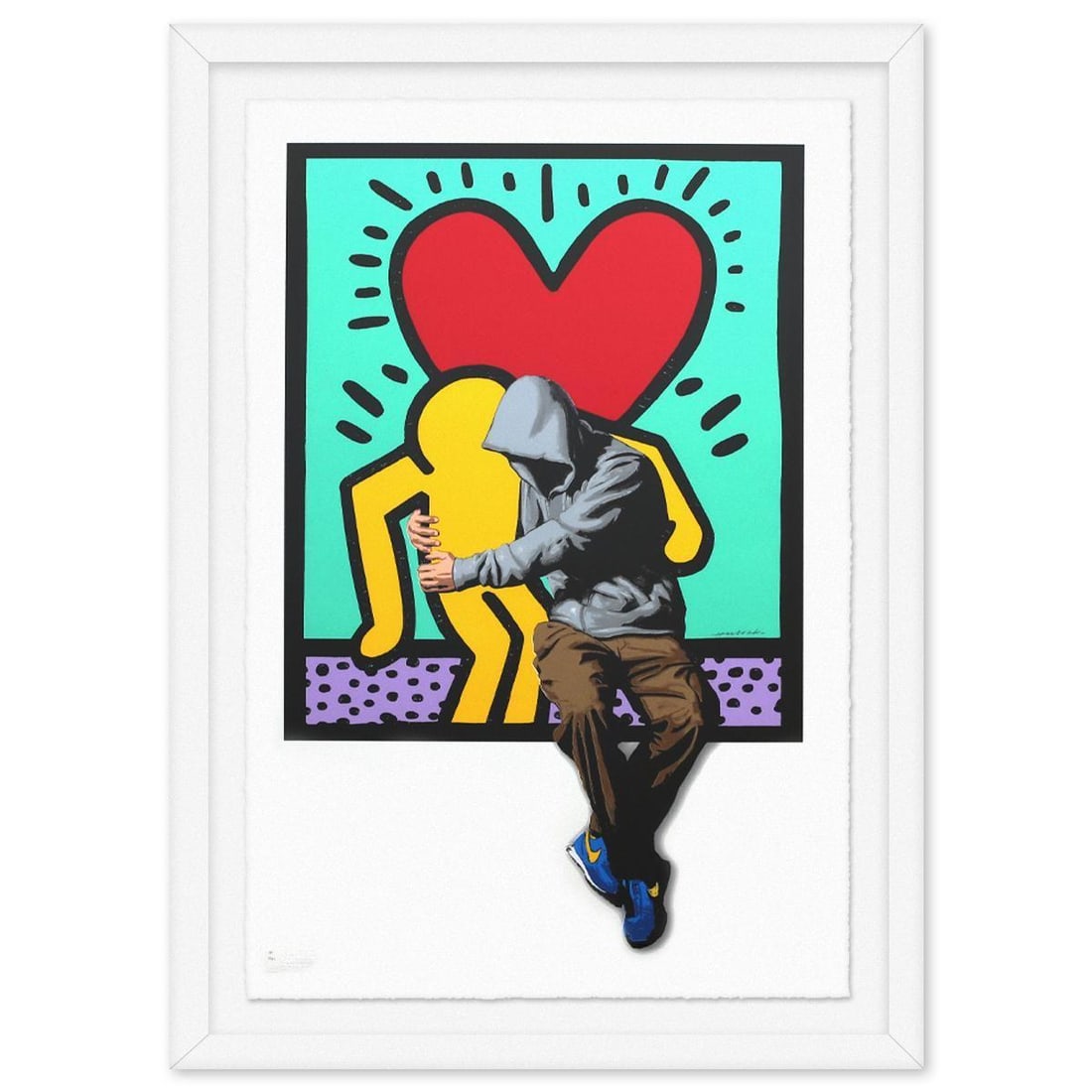 Hijack- Serigraph in Colors on Paper "BFF": Artist: Hijack. Medium: Serigraph in Colors on Paper. Title: BFF. Size: 31" x 21". Measures approx. 36" x 26" (framed). Signature: Hand signed and numbered. Certificate of Authenticity: Is included. R