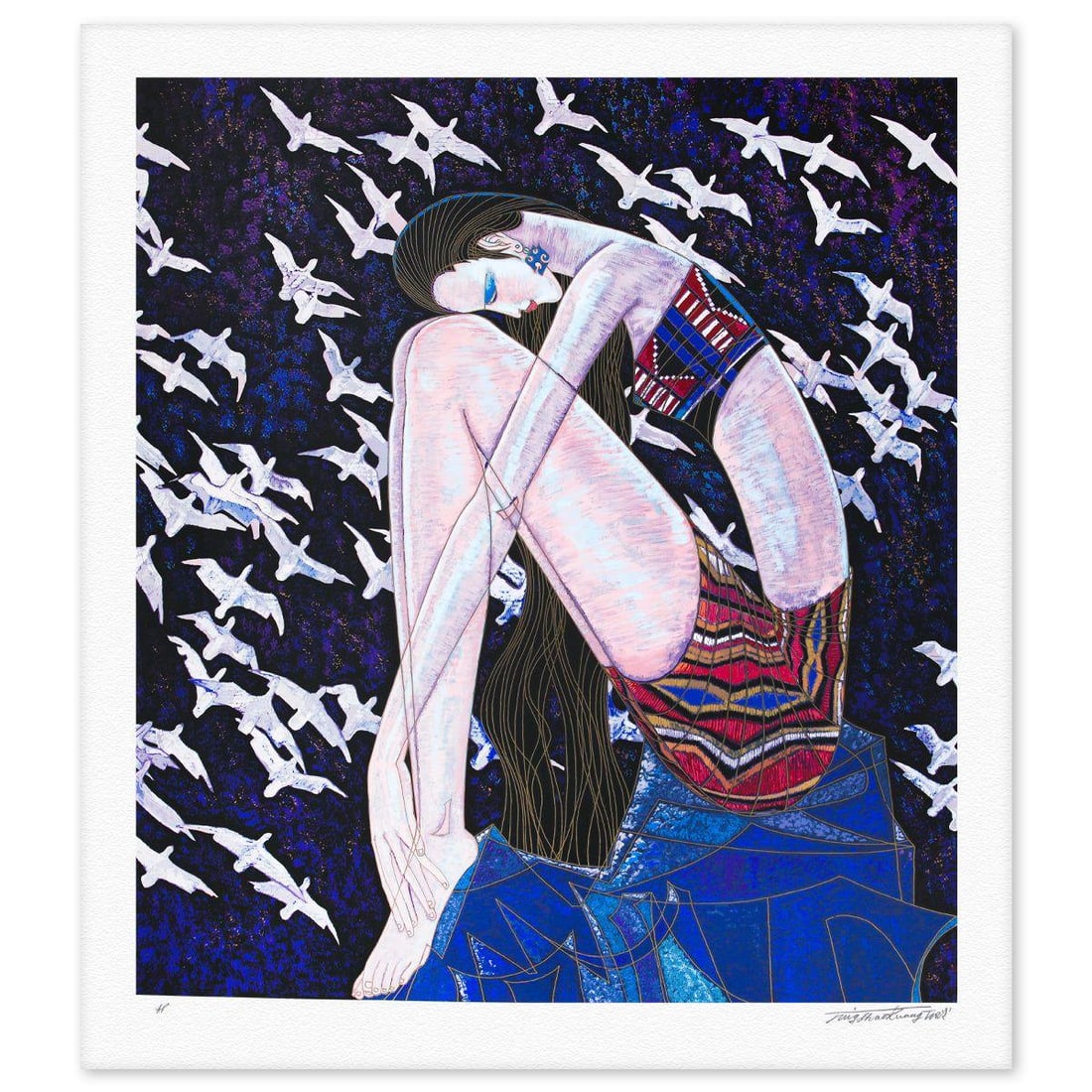 Ting Kuang- Silkscreen "Echos": Artist: Ting Kuang. Medium: Silkscreen. Title: Echos. Size: 44" x 38". Signature: Hand Signed and Numbered. Reference#: 80509.