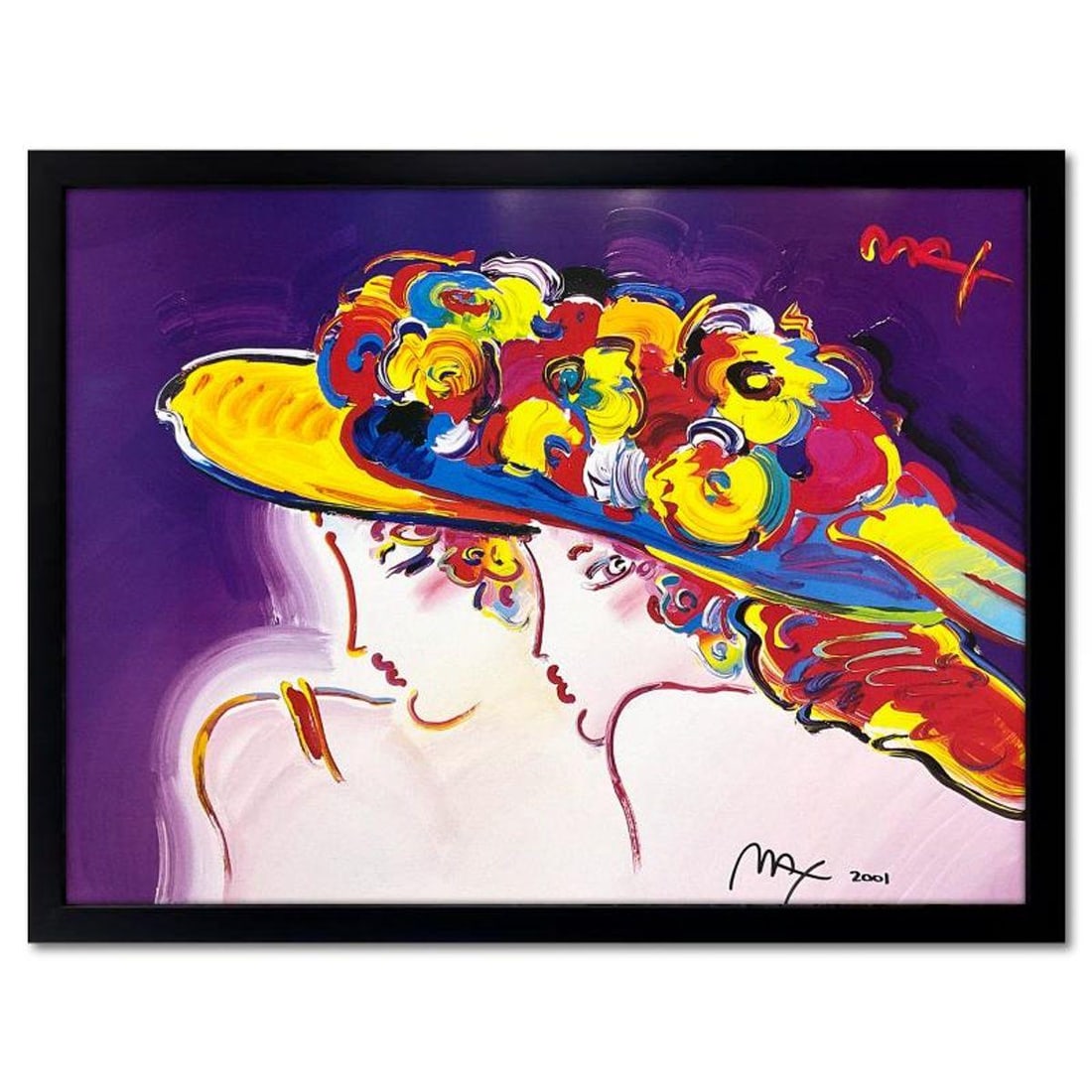 Peter Max, "Friends III" Framed Hand Signed Offset Lithograph with Letter of Authenticity. (1 of 2)