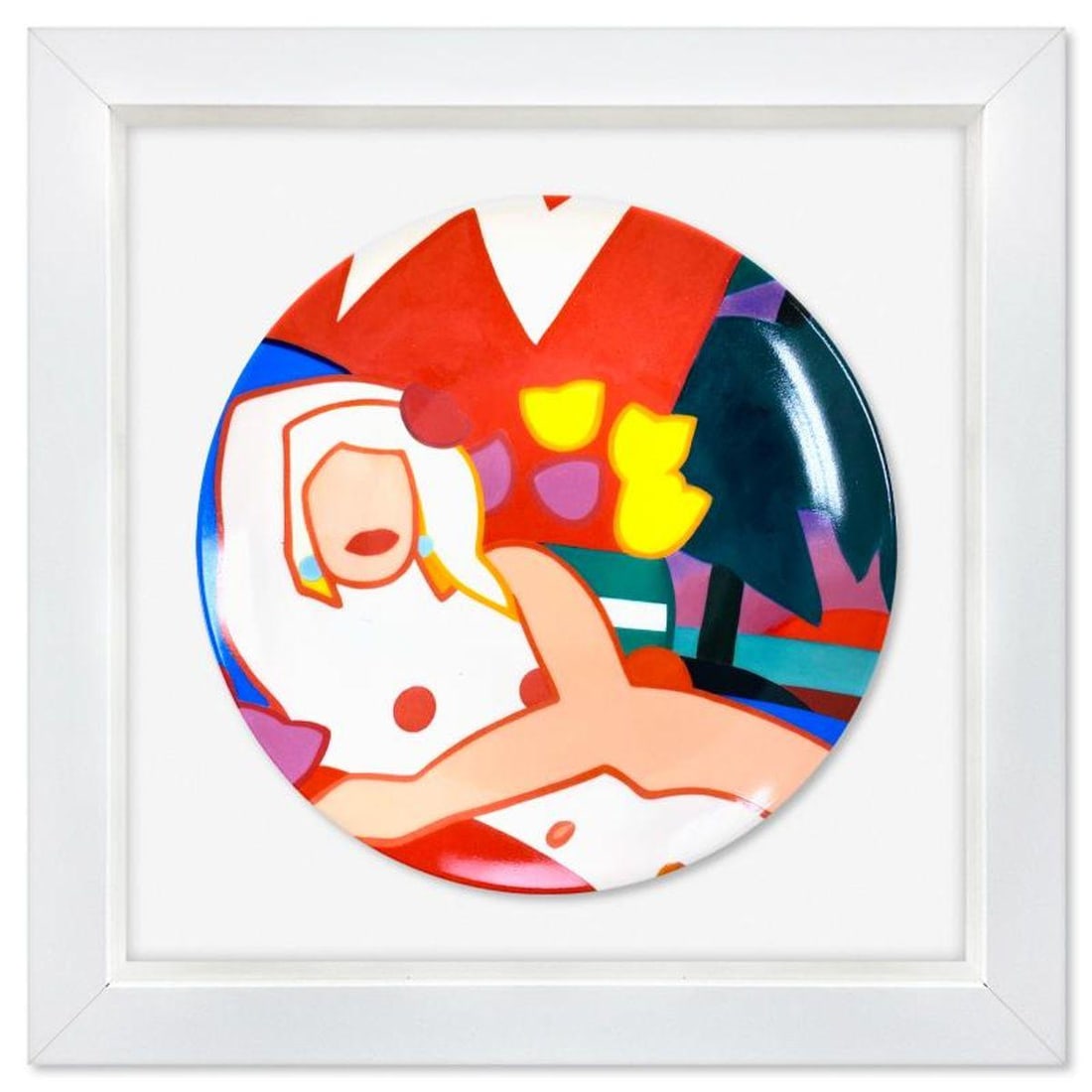 Tom Wesselmann (1931-2004), "Sunset Nude with Palm Trees (2003)" Framed Limoges Porcelain Plate. (1 of 2)