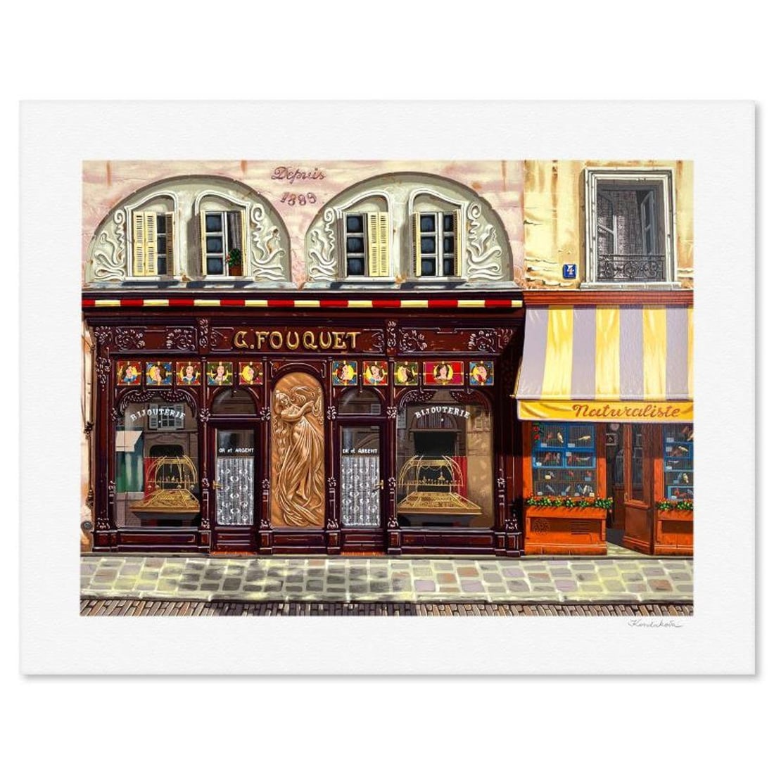 Liudmila Kondakova, "Homage to Mucha (Sidewalks of Paris)" Limited Edition Serigraph, Numbered and: Homage to Mucha (Sidewalks of Paris) is a limited edition serigraph on paper by Liudmila Kondakova, hand signed by the artist. Includes Letter of Authenticity. Measures approx. 23" x 29" (border), 18"