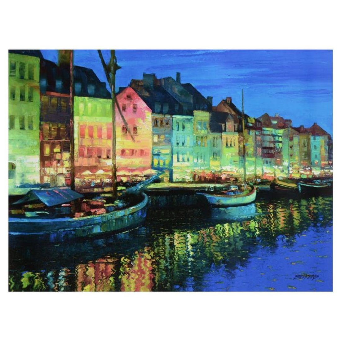 Howard Behrens (1933-2014), "As Night Falls, Copenhagen" Limited Edition on Canvas, Numbered and (1 of 2)