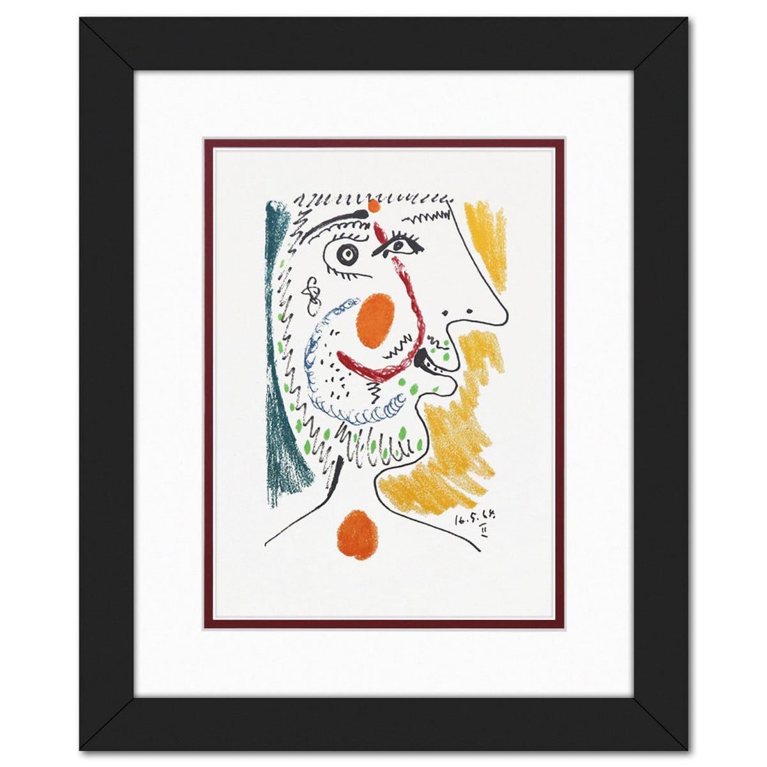 After Pablo Picasso- Lithograph on Arches paper "Le Gout du Bonheur 09": Artist: After Pablo Picasso. Medium: Lithograph on Arches paper. Title: Le Gout du Bonheur 09. Size: 11" x 8". Measures approx. 16.5" x 13.5" (framed). Certificate of Authenticity: Is included. Refere
