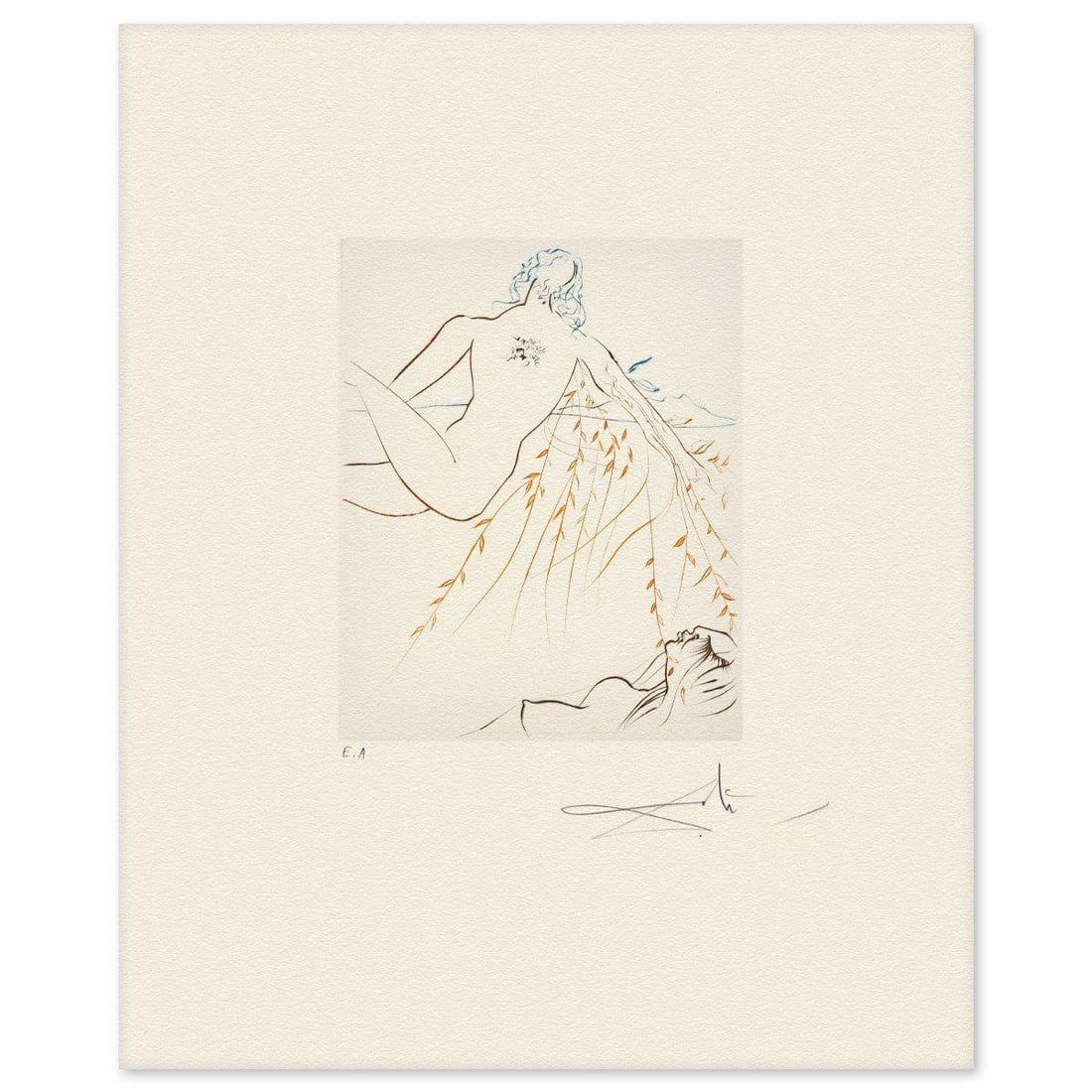 Salvador Dali- Etching "The Amorous Sleep": Artist: Salvador Dali. Medium: Etching. Title: The Amorous Sleep. Size: 22" x 18". Signature: Hand signed and numbered. Reference#: 74718.