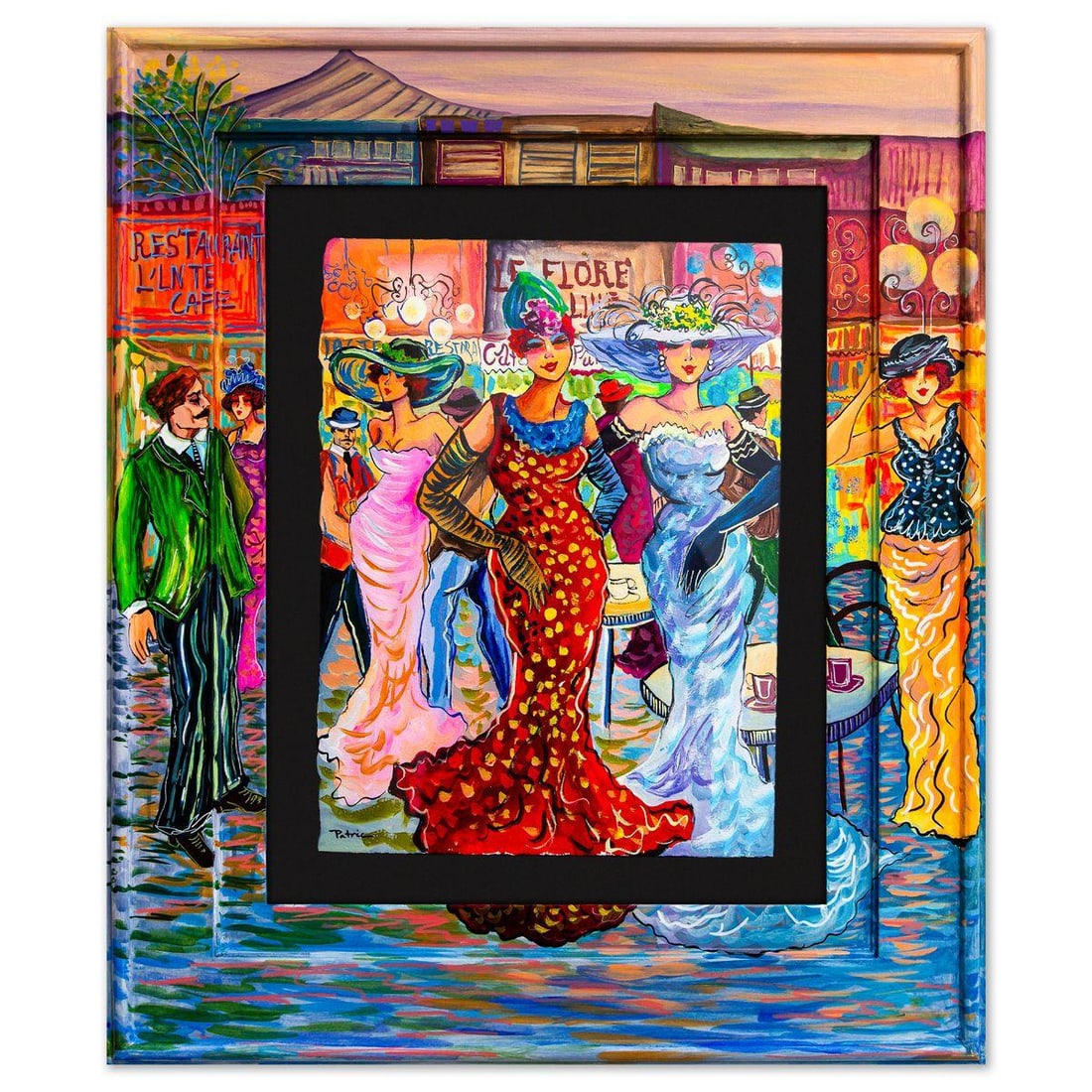 Patricia Govezensky- Original Watercolor with Hand Painted Frame "La Flore Elegance" (1 of 3)