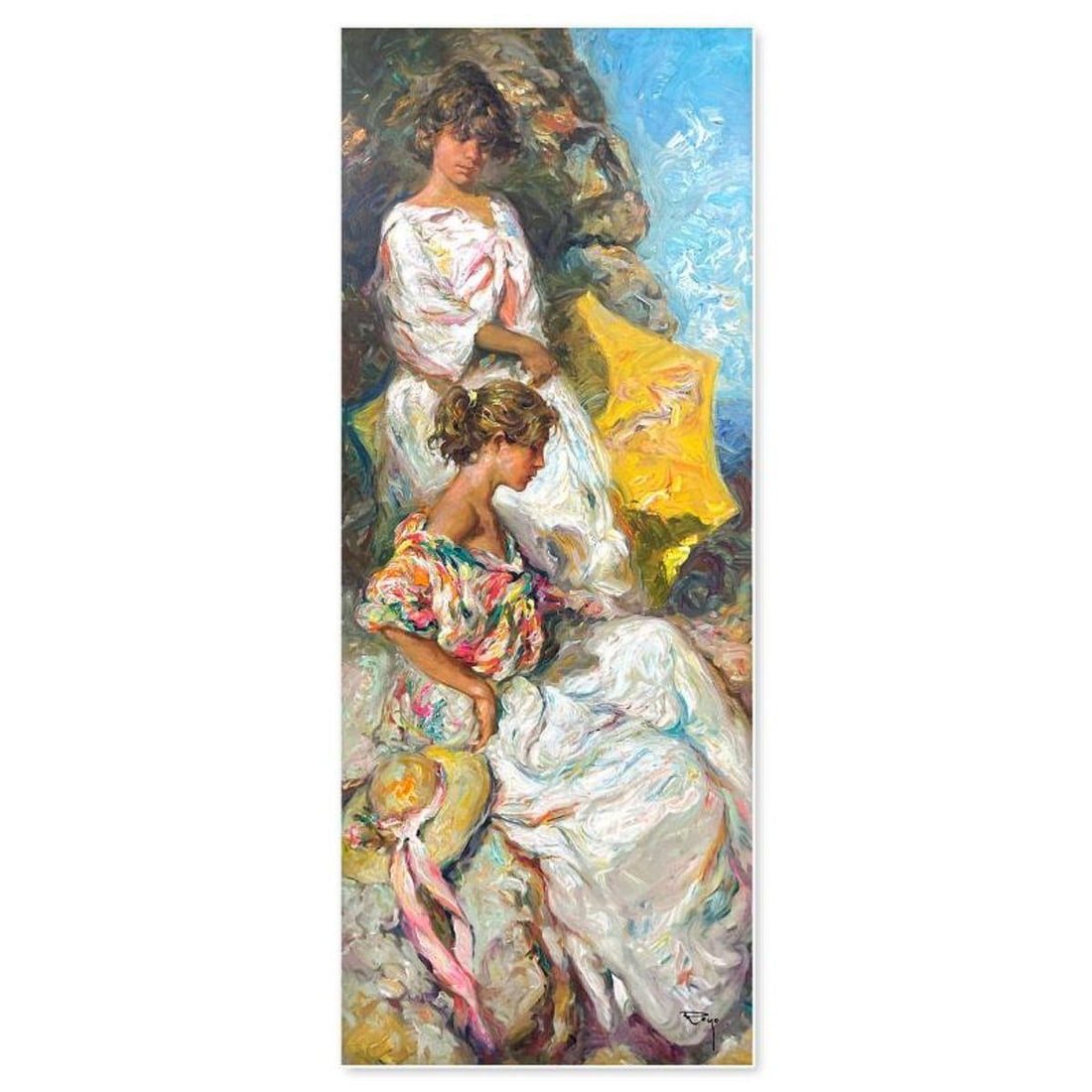 Royo, "Junto al Mar" Hand Signed Serigraph on Clayboard (45" x 18") with Letter of Authenticity.: Junto al Mar is a serigraph on clayboard by Royo, hand signed by the artist. This piece is not numbered. Includes Letter of Authenticity. Measures approx. 45" x 18" (image). Reference#: 93440.