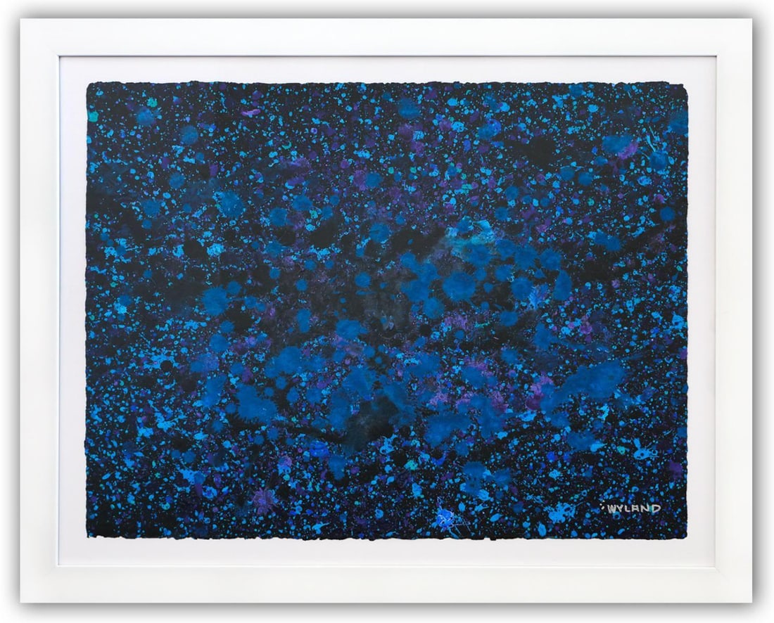 Wyland- Original Watercolor Painting on Deckle Edge Paper "Abstract Drip": Artist: Wyland. Medium: Original Watercolor Painting on Deckle Edge Paper. Title: Abstract Drip. Size: 22" x 30". Measures approx. 29" x 37" (framed). Signature: Hand Signed by the artist. Certificate