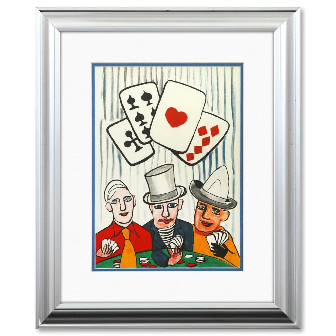 Alexander Calder- Lithograph "DLM212 - JOUEURS DE CARTES I": Artist: Alexander Calder. Medium: Lithograph. Title: DLM212 - JOUEURS DE CARTES I. Size: 15" x 11". Measures approx. 23" x 19" (framed). Certificate of Authenticity: Is included. Reference#: 45388.