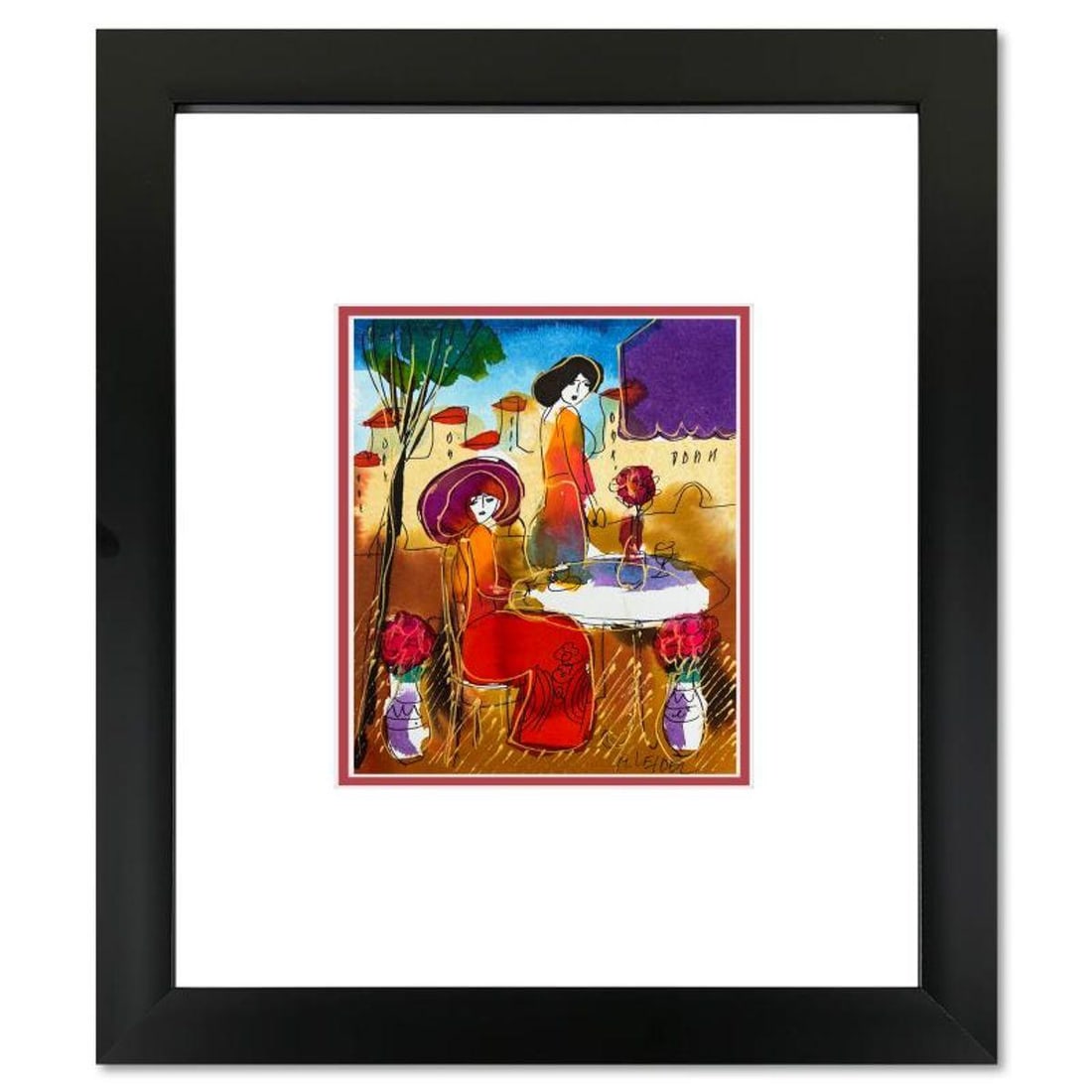 Moshe Leider, Framed Original Mixed Media Watercolor Painting, Hand Signed with Letter of (1 of 2)