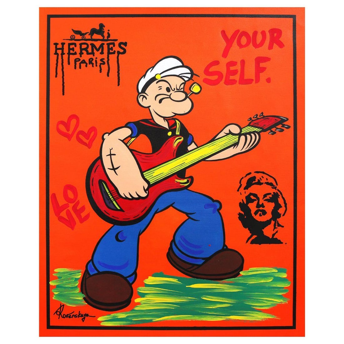 Nastya Rovenskaya- Mixed Media "Rocking Sailor": Artist: Nastya Rovenskaya. Medium: Mixed Media. Title: Rocking Sailor. Size: 30" x 24". Signature: Hand signed. Certificate of Authenticity: Is included. Reference#: 37292.