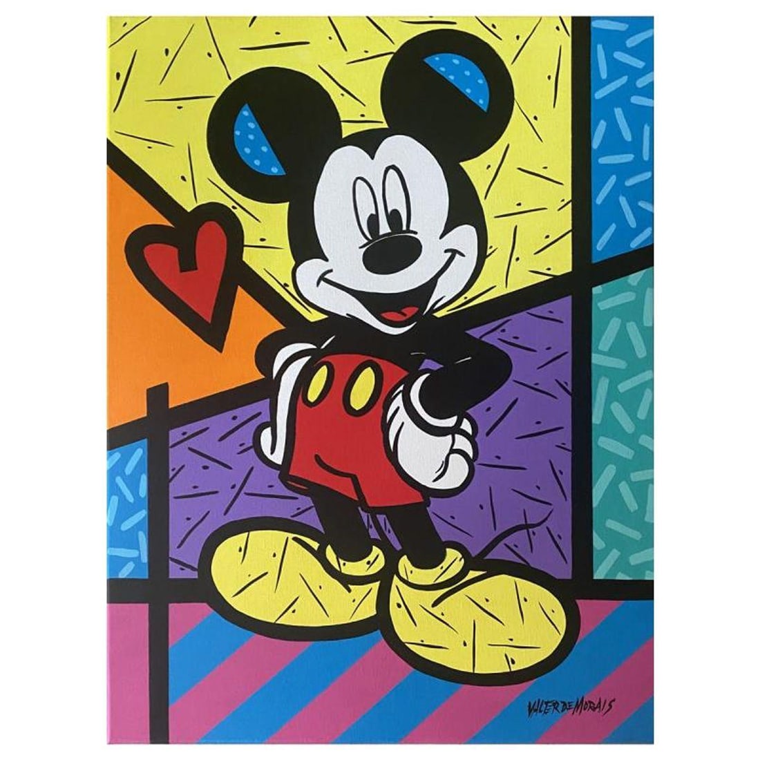 Valter Morais, "Mickey Mouse" Original Acrylic Painting on Canvas, Hand Signed with Letter of (1 of 1)